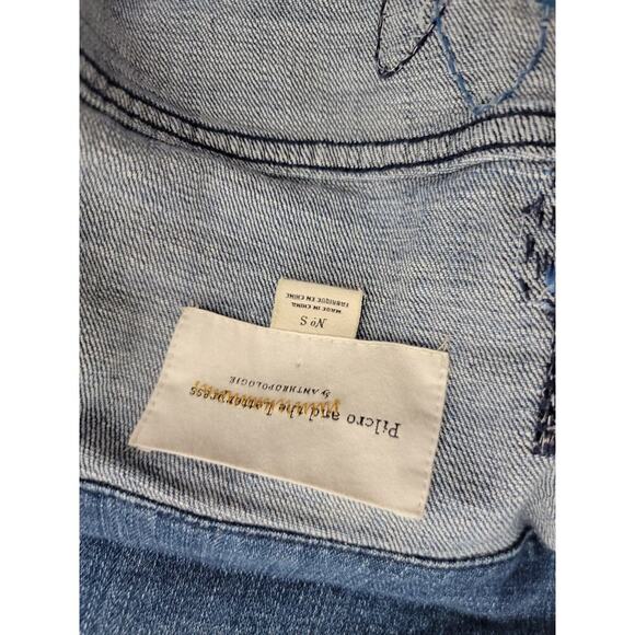 Anthropologie Pilcro Denim Trucker Jacket Size Small Embroidered Bling Boho 90s - Picture 10 of 12